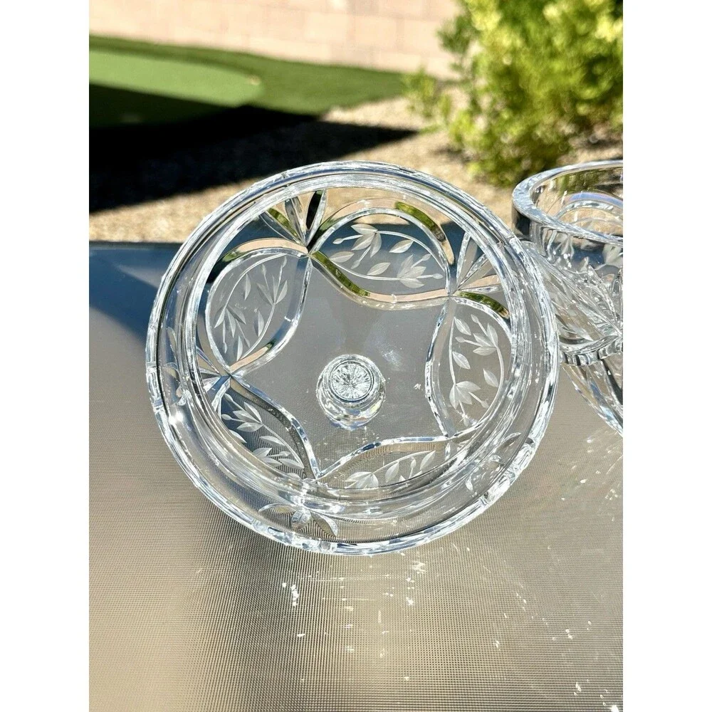 Gorham Hand Cut Crystal Lidded Candy Bowl Victorias Garden 7 ½”H Vintage Poland